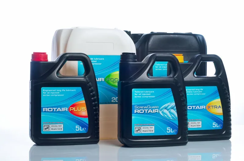 Chicago Pneumatic Rotair Plus, Rotair Xtra, ScrewGuard and food grade compressor lubricants in 5 litre containers
